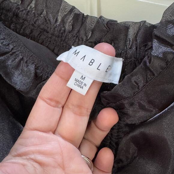 Mable Organza Black Off Shoulder Mesh Puff Sleeves Lined Witchy Goth Halloween M - Picture 3 of 11